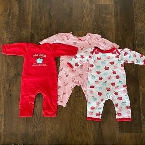 Holiday Red and Pink Baby One Piece Sets